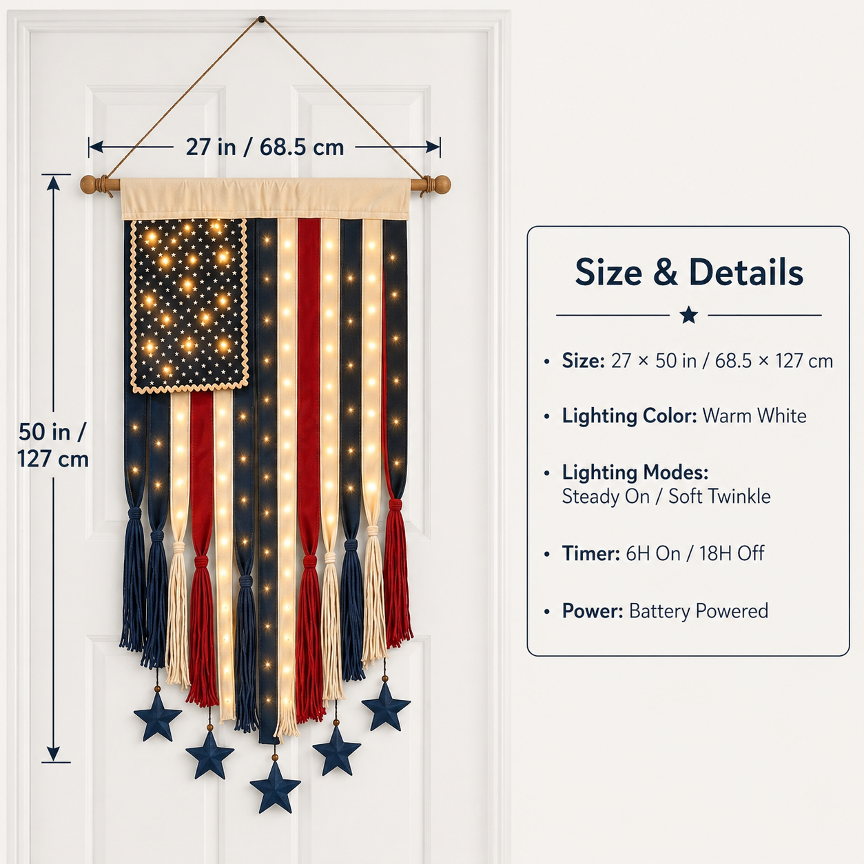 27" × 50" Lighted Star & Stripe Patriotic Porch Banner - Free Shipping NOW！-EASESTER