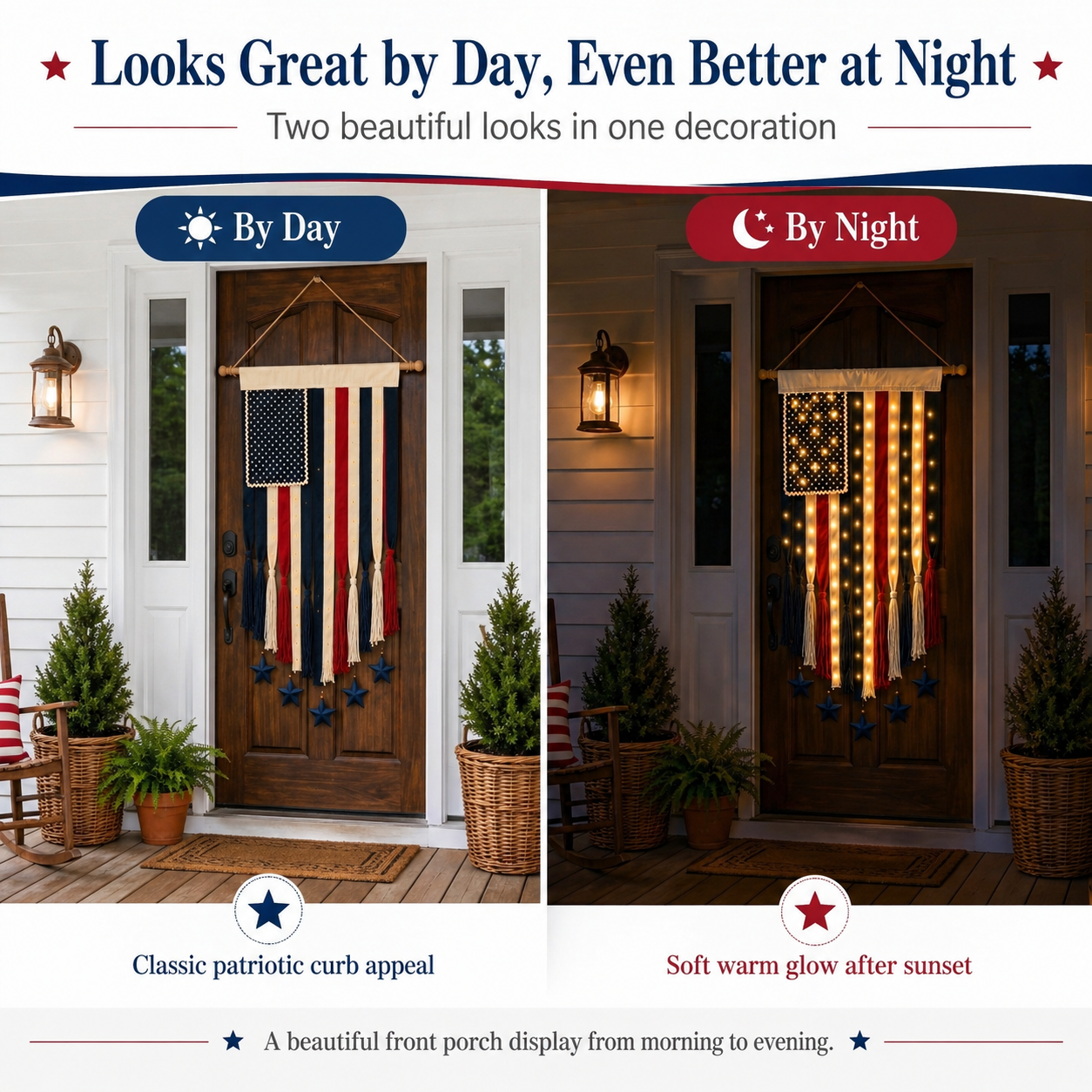 27" × 50" Lighted Star & Stripe Patriotic Porch Banner - Free Shipping NOW！-EASESTER
