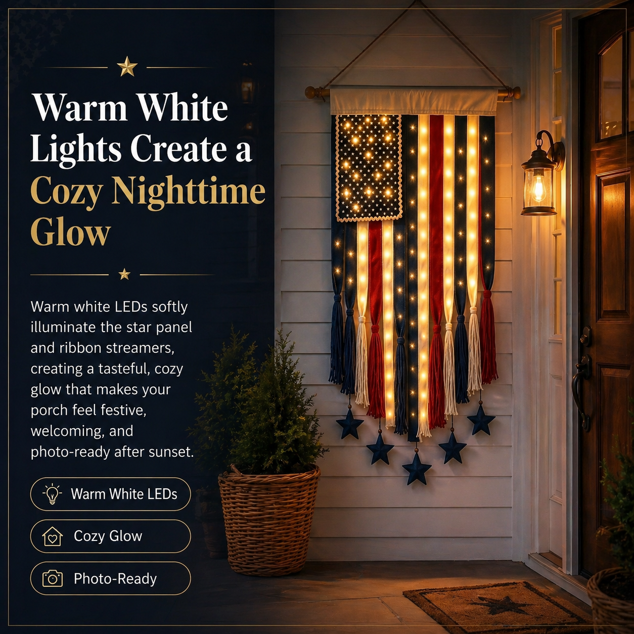 27" × 50" Lighted Star & Stripe Patriotic Porch Banner - Free Shipping NOW！-EASESTER