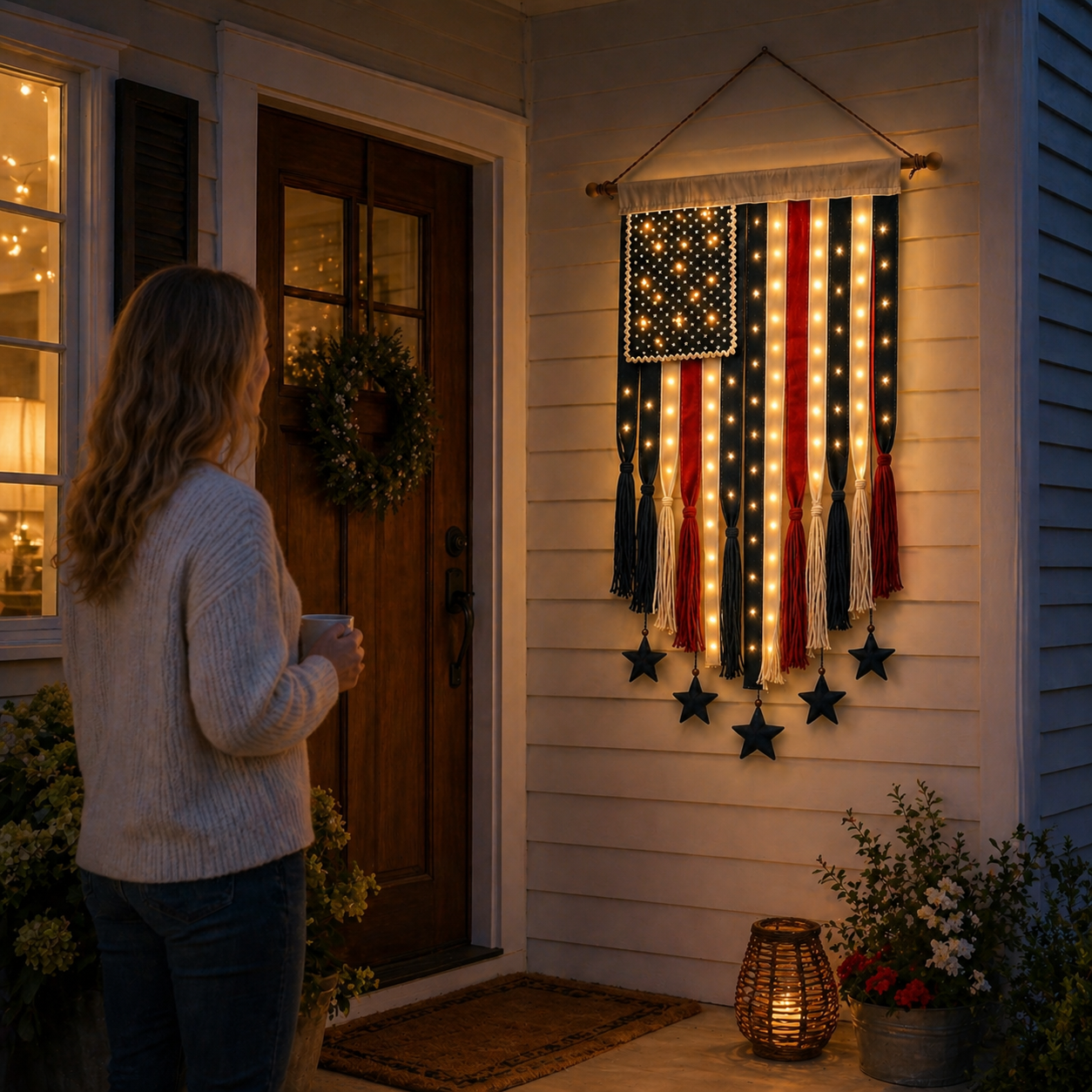 27" × 50" Lighted Star & Stripe Patriotic Porch Banner - Free Shipping NOW！-EASESTER