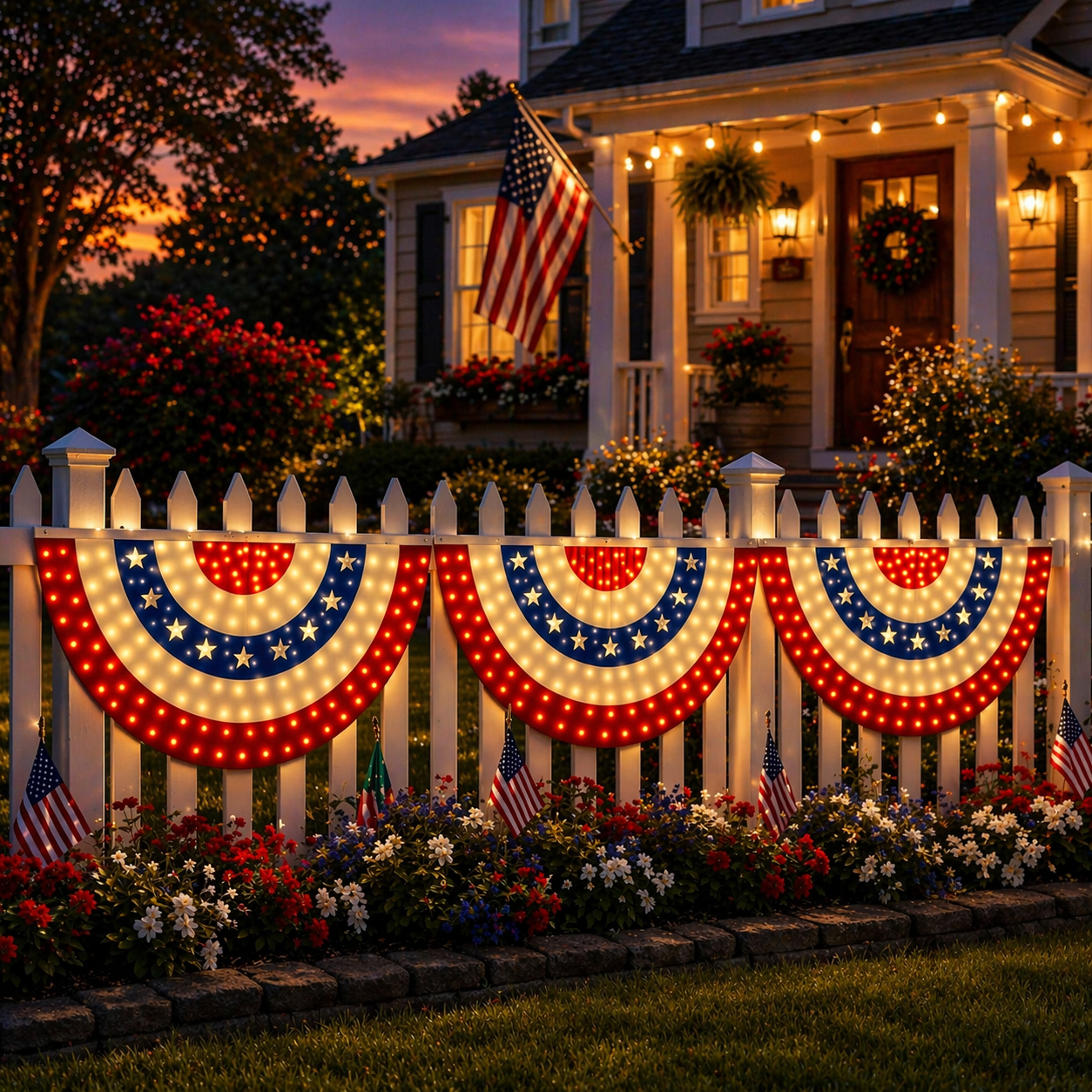 3 x 6 Ft LED Patriotic Bunting Banner for America’s 250th-EASESTER