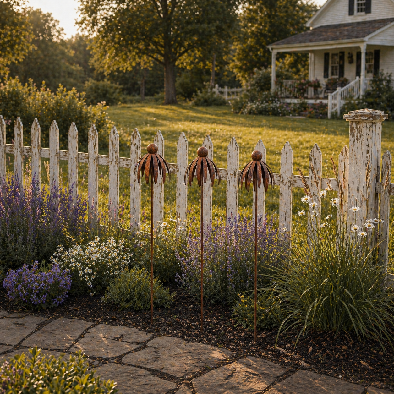 Three-Piece Vintage Metal Flower Garden Pergola Set-EASESTER
