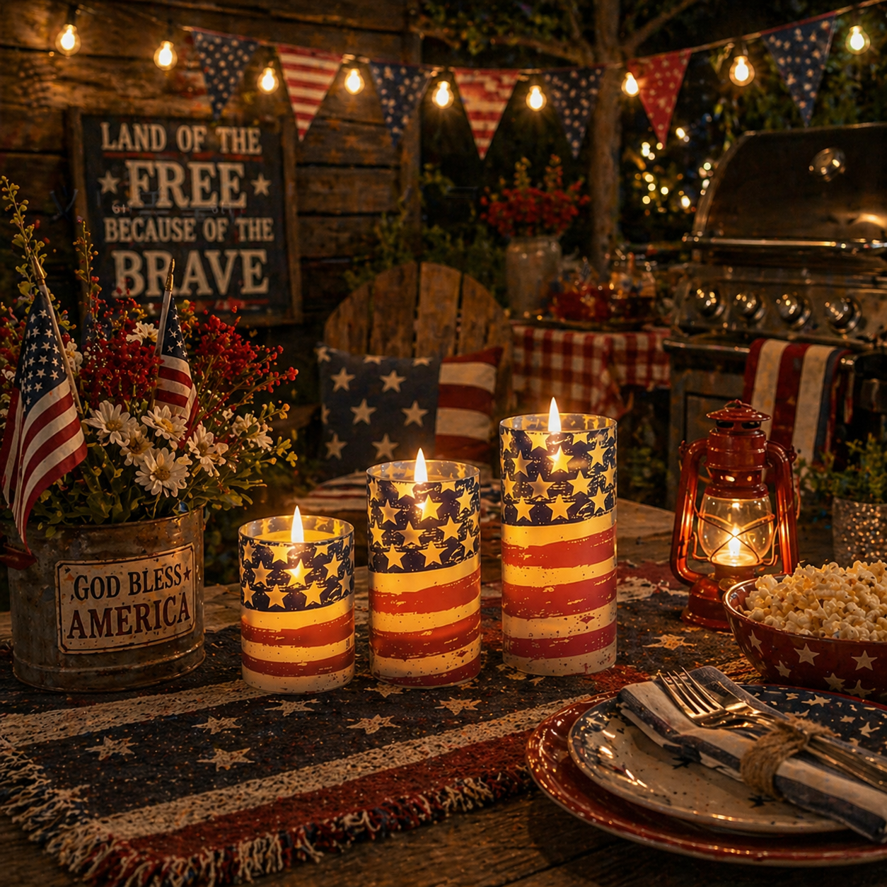 3-Piece Set - Patriotic Flameless Candles (With Remote Control)