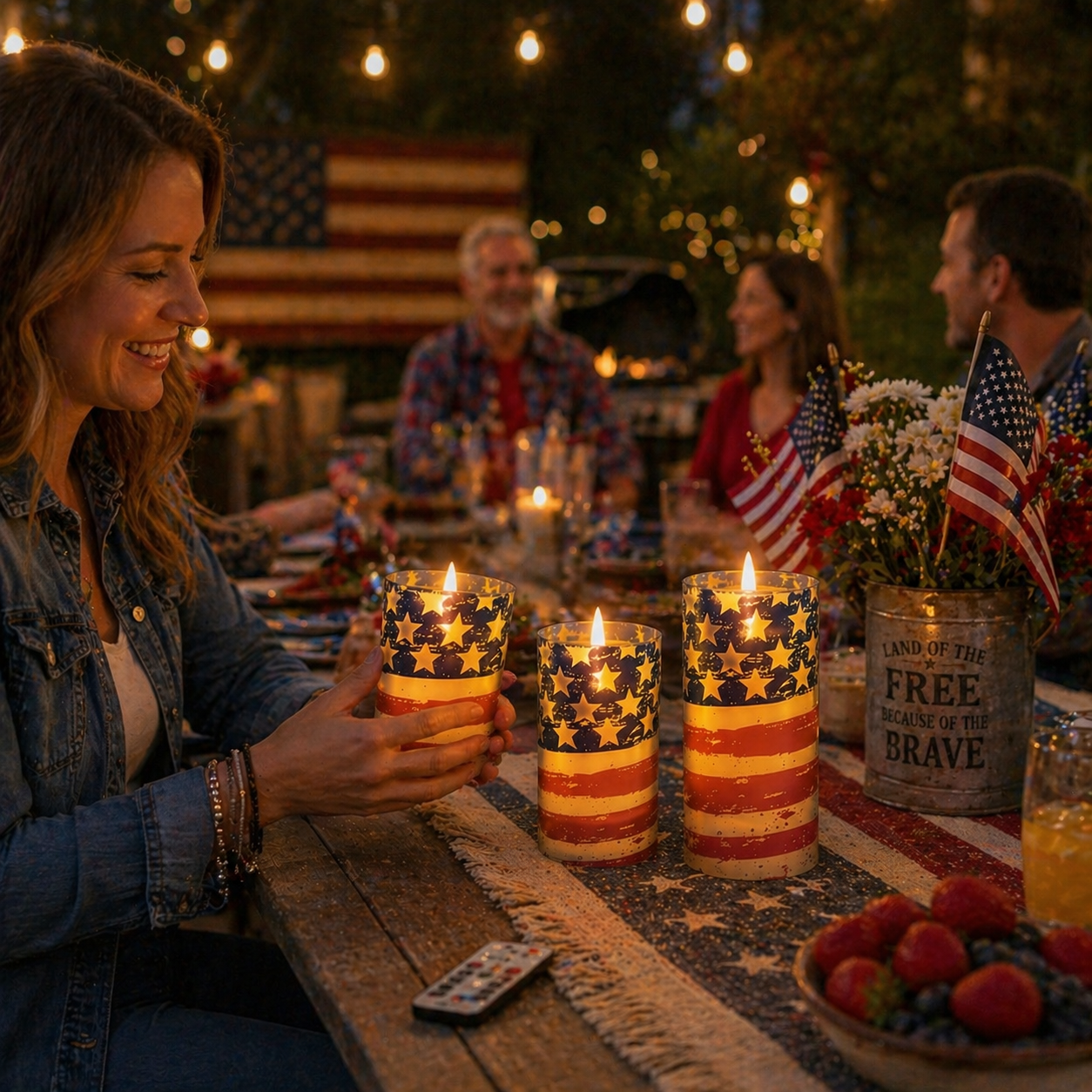3-Piece Set - Patriotic Flameless Candles (With Remote Control)