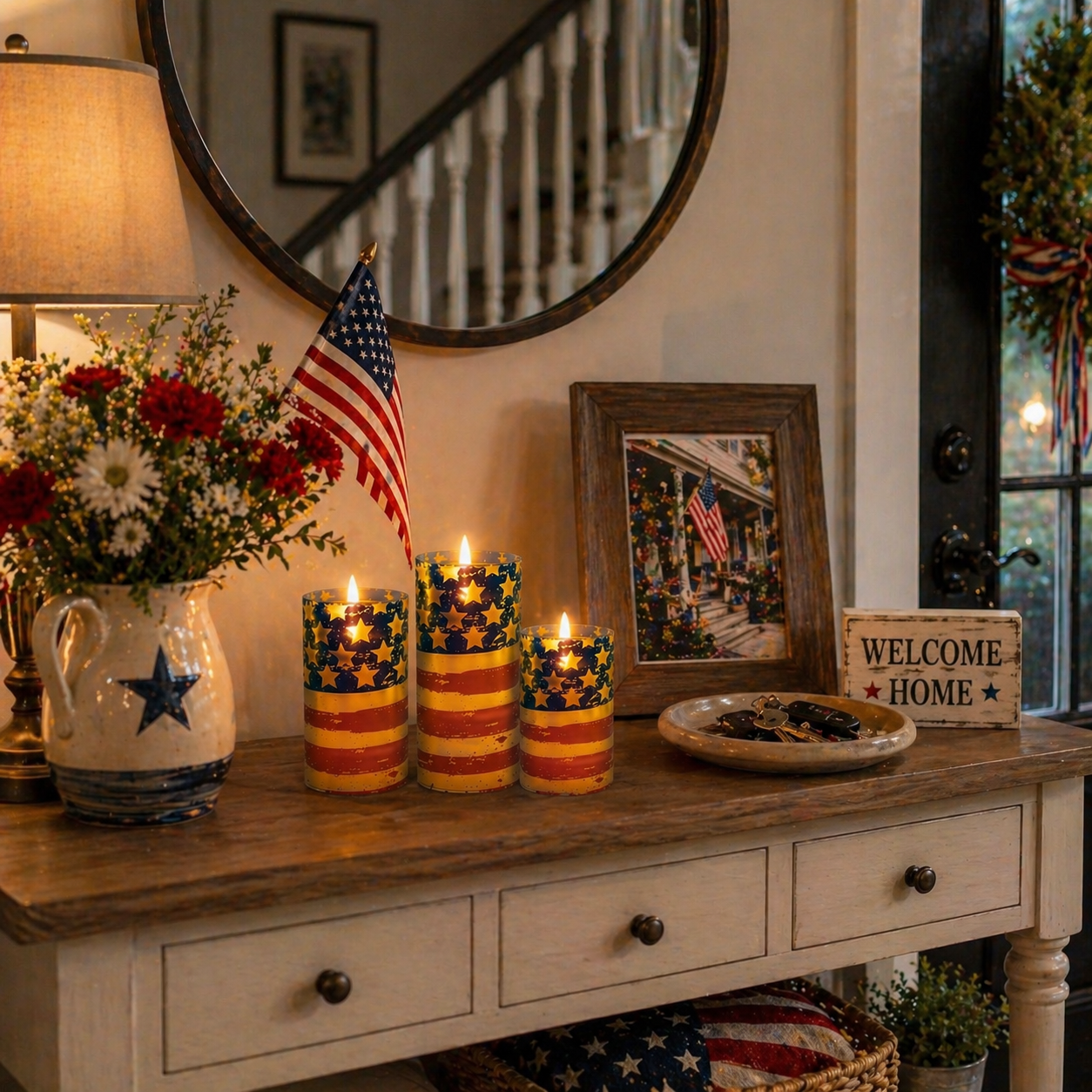 3-Piece Set - Patriotic Flameless Candles (With Remote Control)