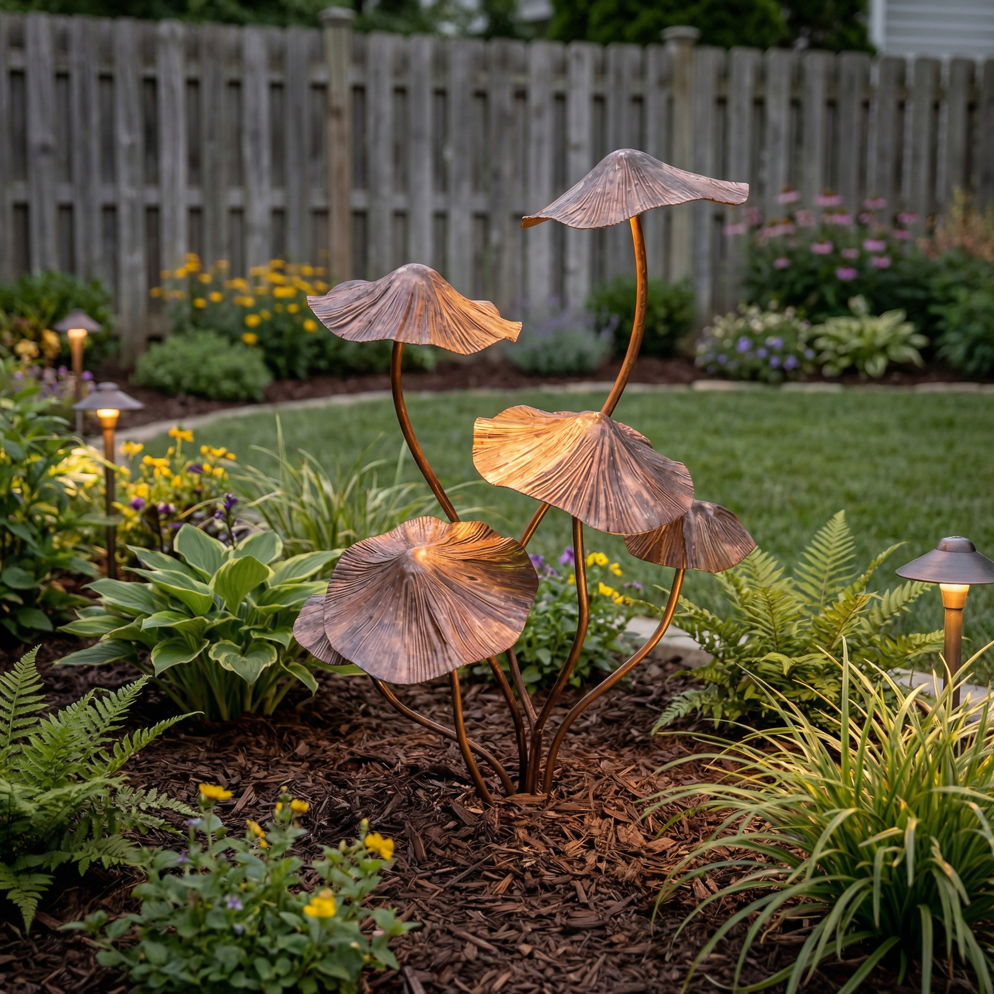 Rustic Iron Mushroom Garden Stake Décor for Yard, Porch & Planters-EASESTER
