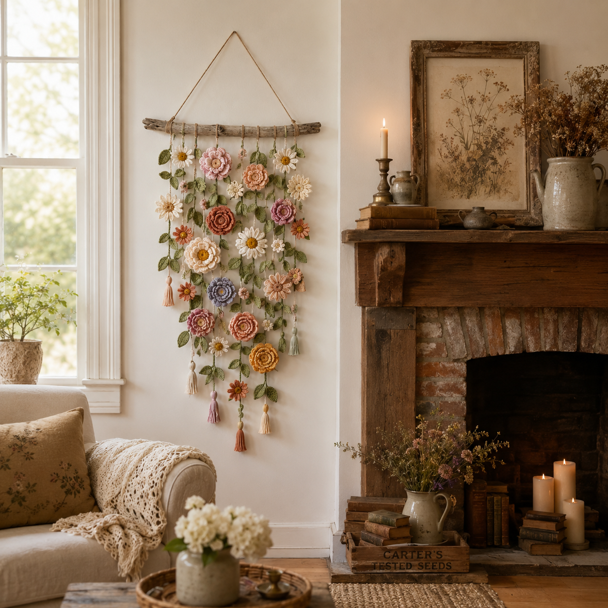 Boho Crochet Flower Wall Hanging Decor-EASESTER