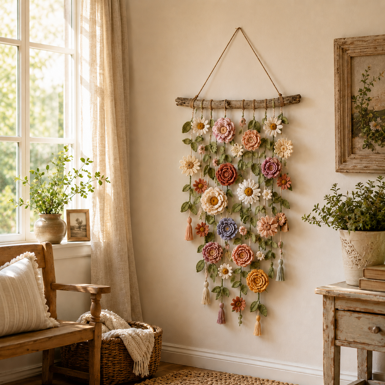 Boho Crochet Flower Wall Hanging Decor-EASESTER