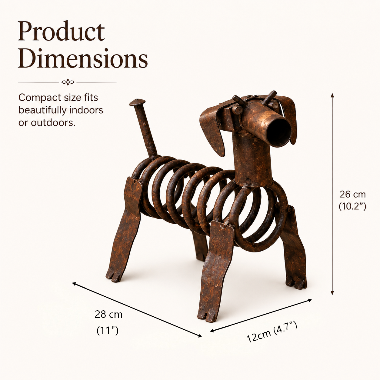 Handmade Vintage Iron Puppy Statue for Garden, Porch & Farmhouse Decor