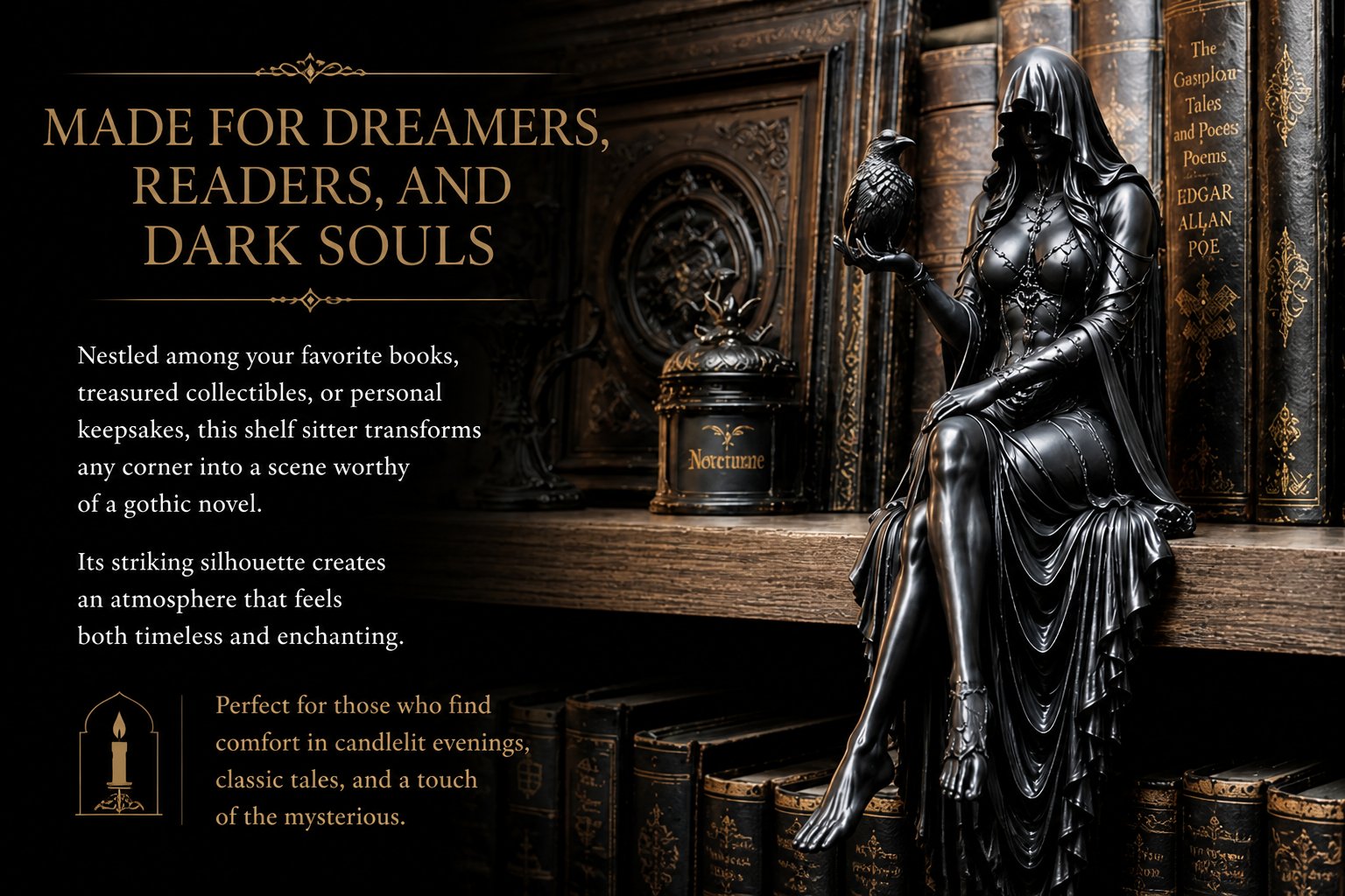 🔥Last Day 50% OFF 🖤 Gothic Raven Shelf Sitter Statue-EASESTER