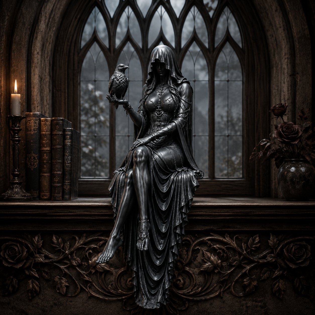 🔥Last Day 50% OFF 🖤 Gothic Raven Shelf Sitter Statue-EASESTER