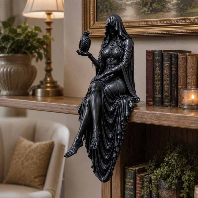 🔥Last Day 50% OFF 🖤 Gothic Raven Shelf Sitter Statue-EASESTER