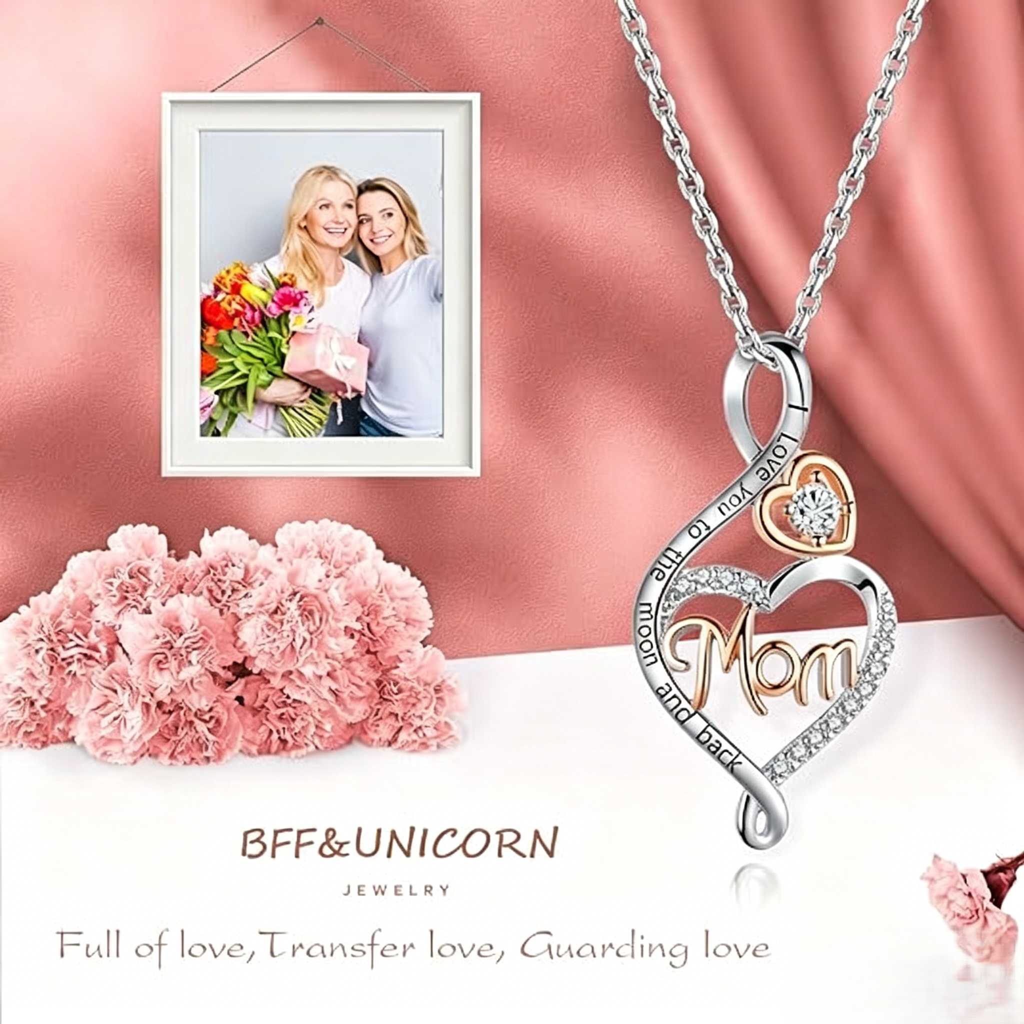 12 Months Birthstone Heart & Mom【necklace】| 925 silver