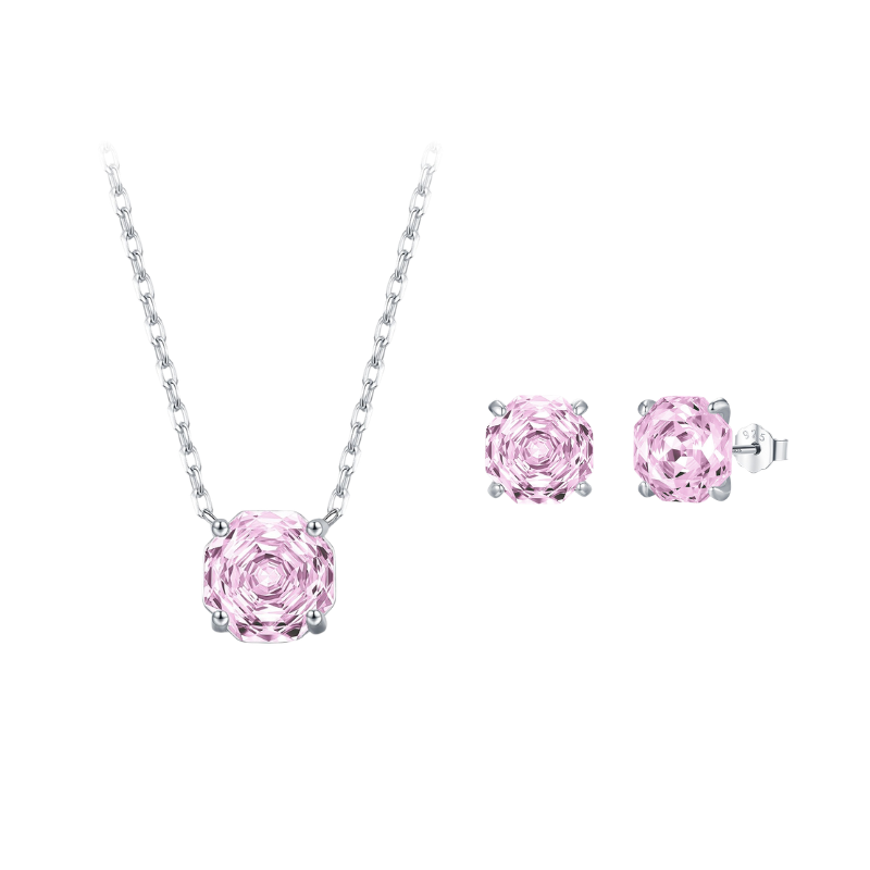 Rose flower Necklace / Earrings / Set - 925 silver