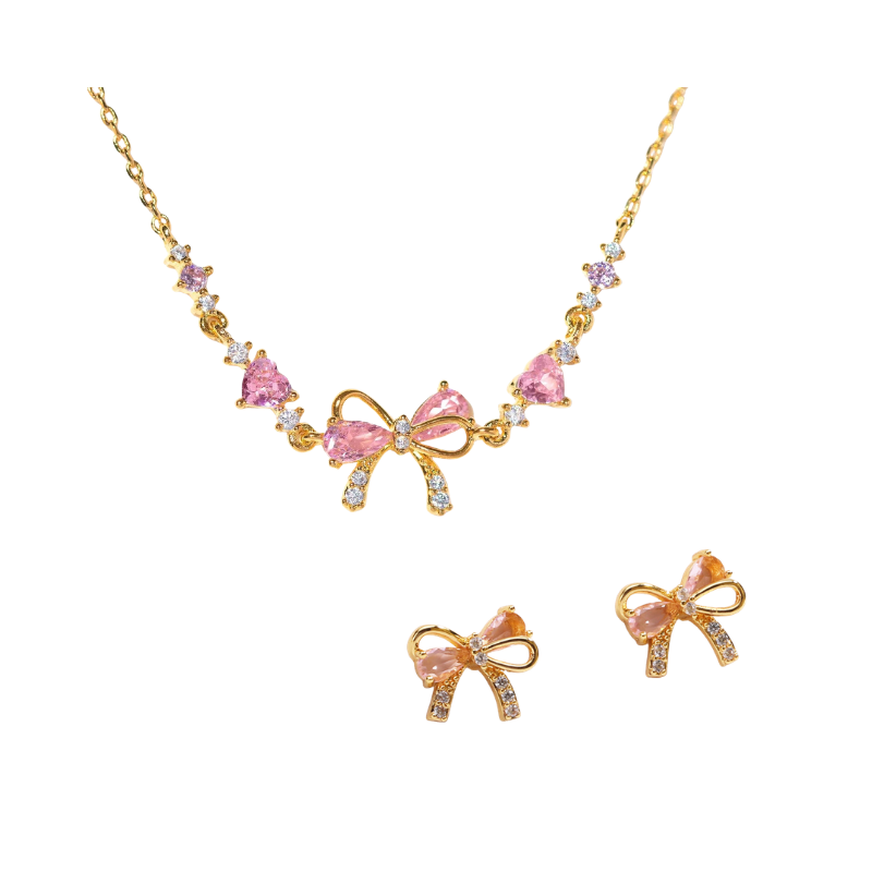 Bow Heart Bracelet / Ring / Earrings / Necklace / Set