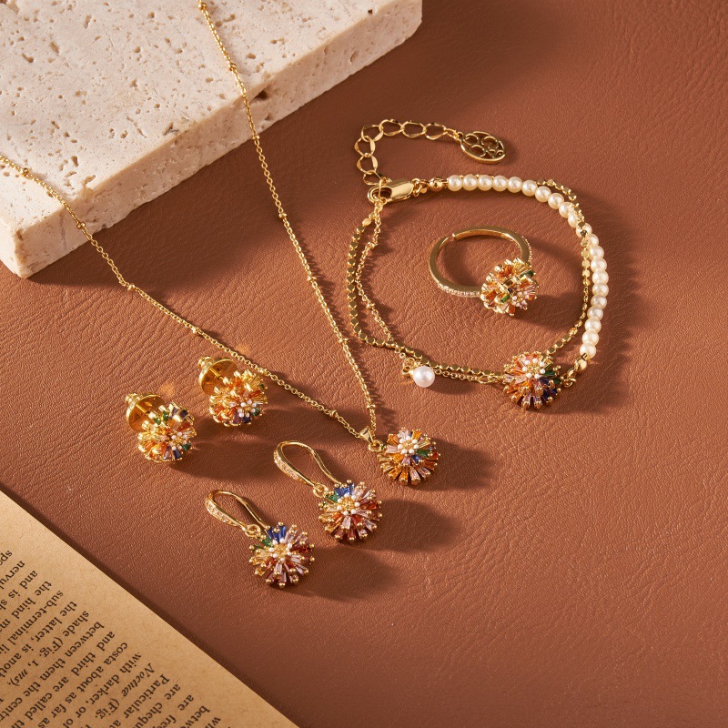 Rainbow Daisy Bracelet / Necklace / Ring / Earrings / Set