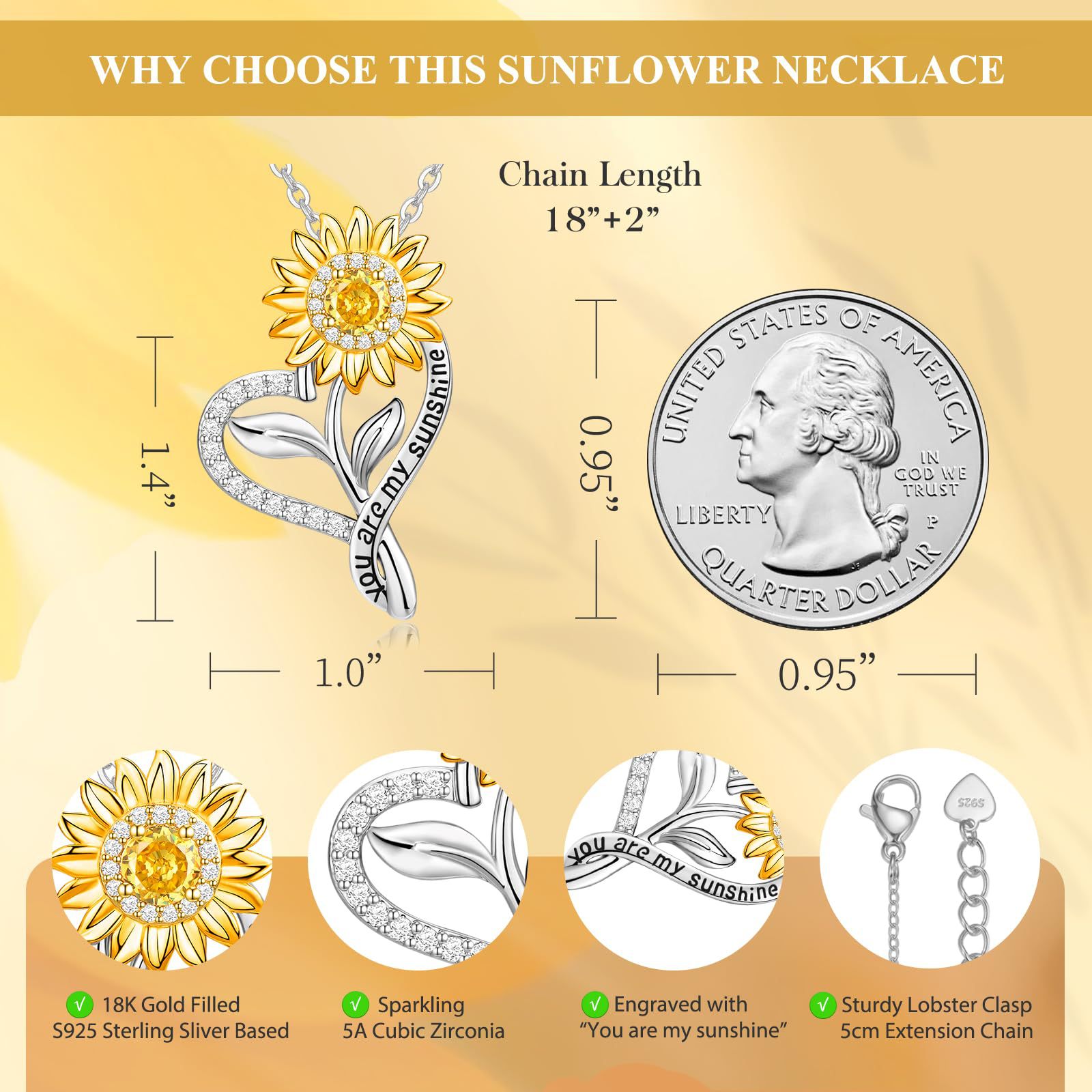 Sunflower-【necklace】 | Gift for Mom & Valentine's Day