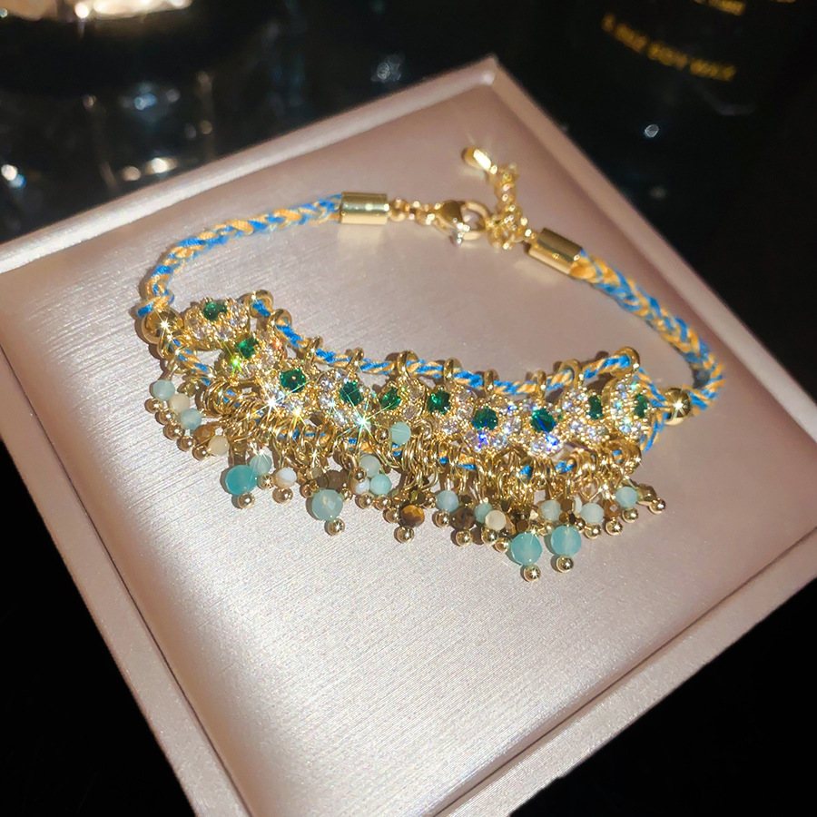 Stellar Wanderer Zircon Tassel Braided Bracelet