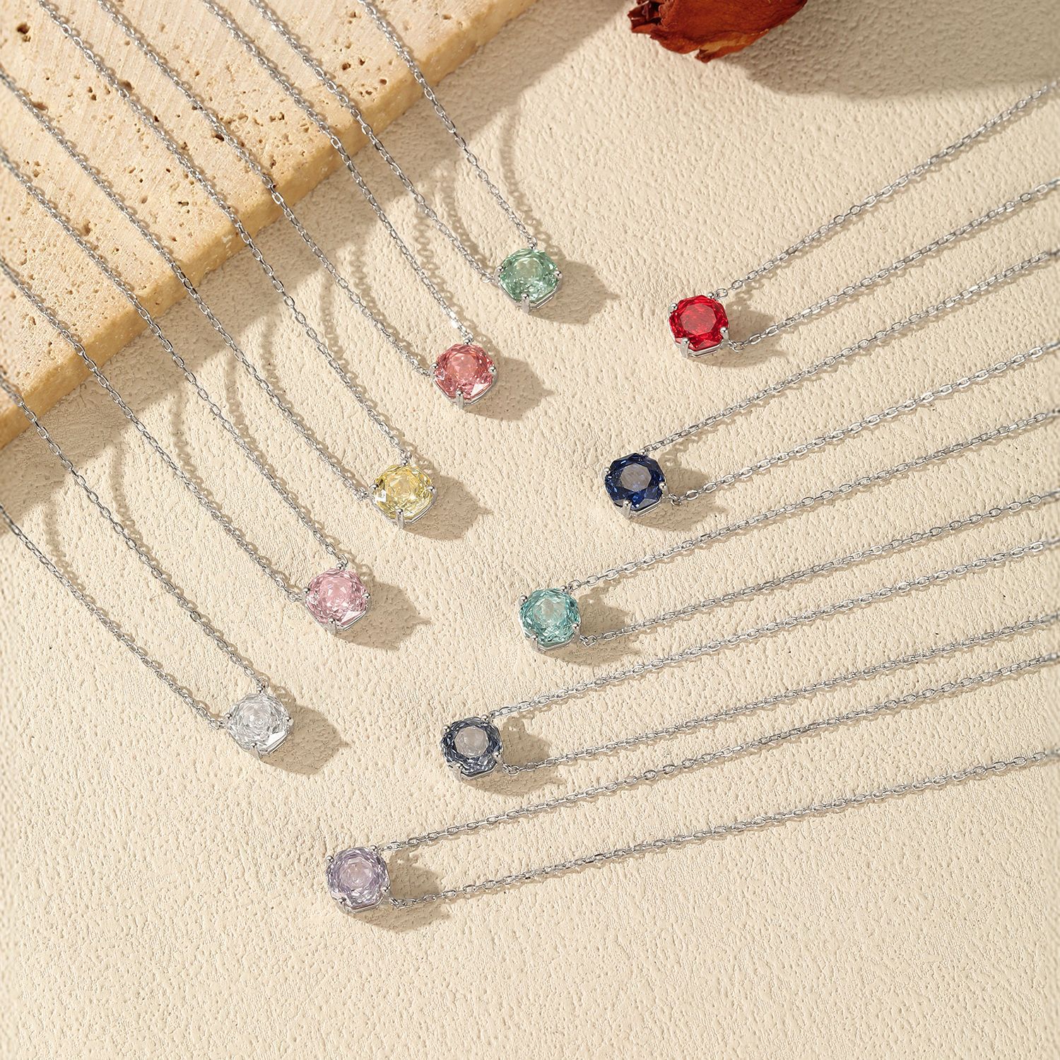 Rose flower Necklace / Earrings / Set - 925 silver