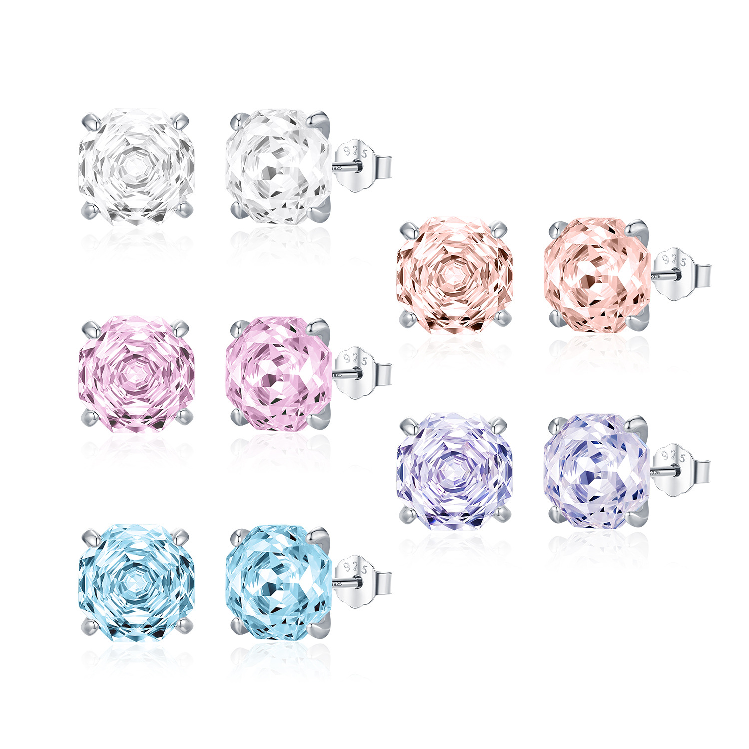 Rose flower Necklace / Earrings / Set - 925 silver