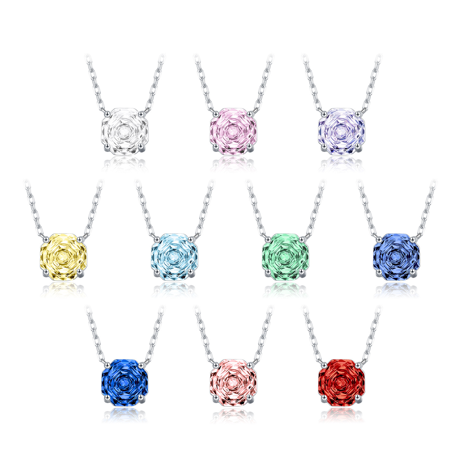 Rose flower Necklace / Earrings / Set - 925 silver