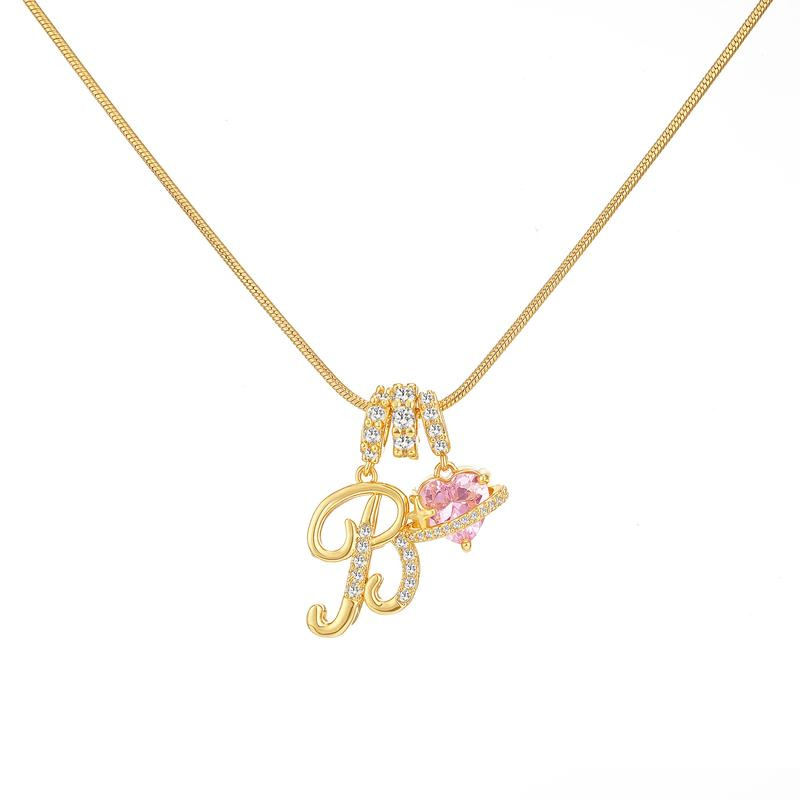 [Copy]Dainty Heart Initial Letter DIY Necklace Series, 22K Gold Plated Stainless Steel Chain with Zircon Pendant