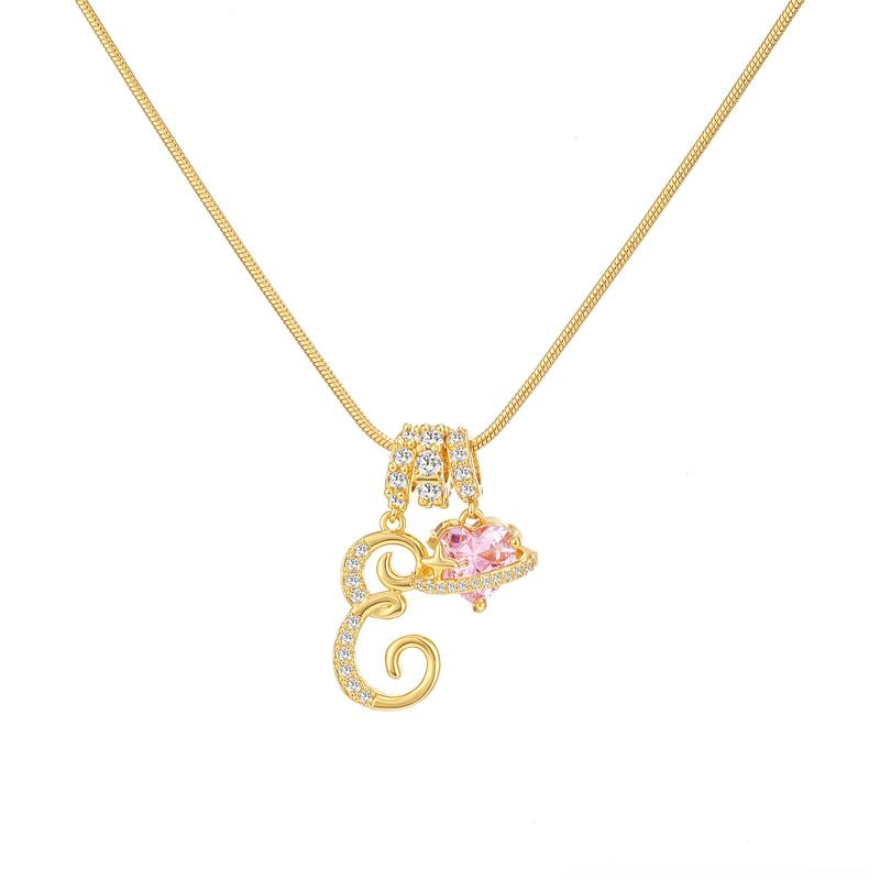 [Copy]Dainty Heart Initial Letter DIY Necklace Series, 22K Gold Plated Stainless Steel Chain with Zircon Pendant