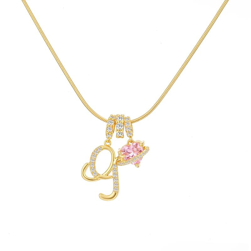 [Copy]Dainty Heart Initial Letter DIY Necklace Series, 22K Gold Plated Stainless Steel Chain with Zircon Pendant
