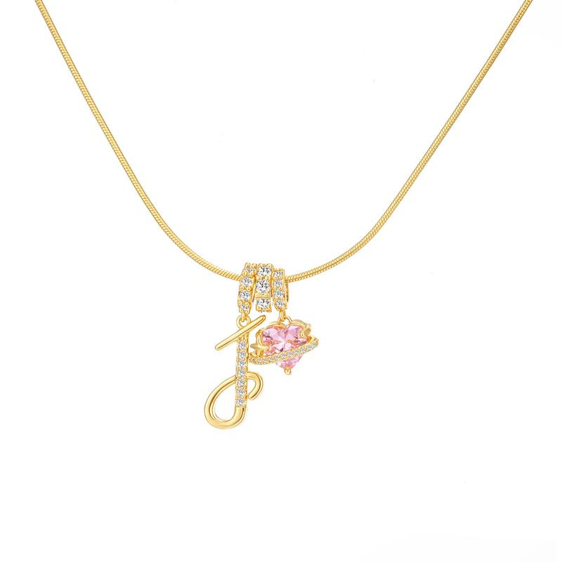 [Copy]Dainty Heart Initial Letter DIY Necklace Series, 22K Gold Plated Stainless Steel Chain with Zircon Pendant