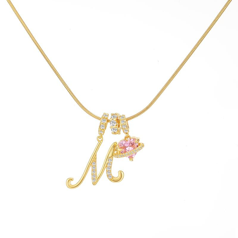 [Copy]Dainty Heart Initial Letter DIY Necklace Series, 22K Gold Plated Stainless Steel Chain with Zircon Pendant