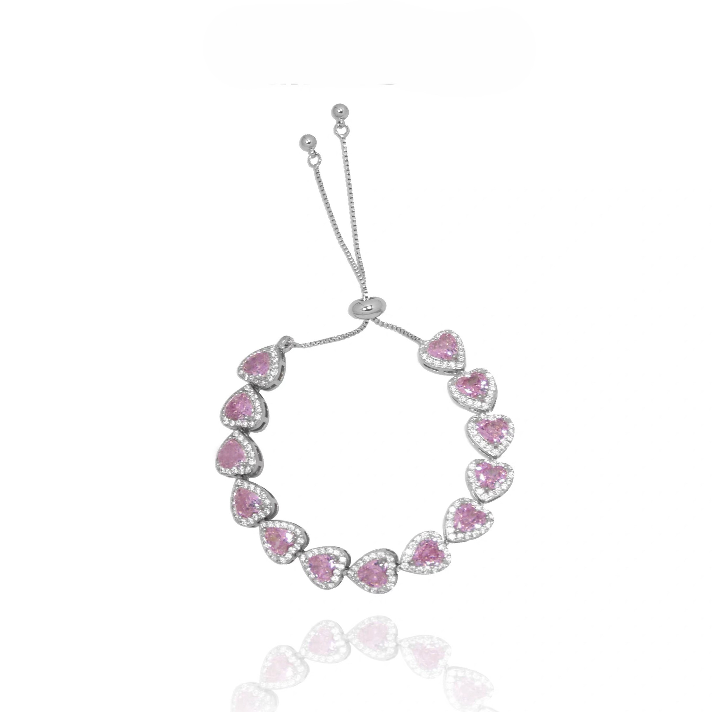 Sweetheart Peach Pink Heart Gemstone -【Bracelet/Ring/Earrings/Necklace/Set】
