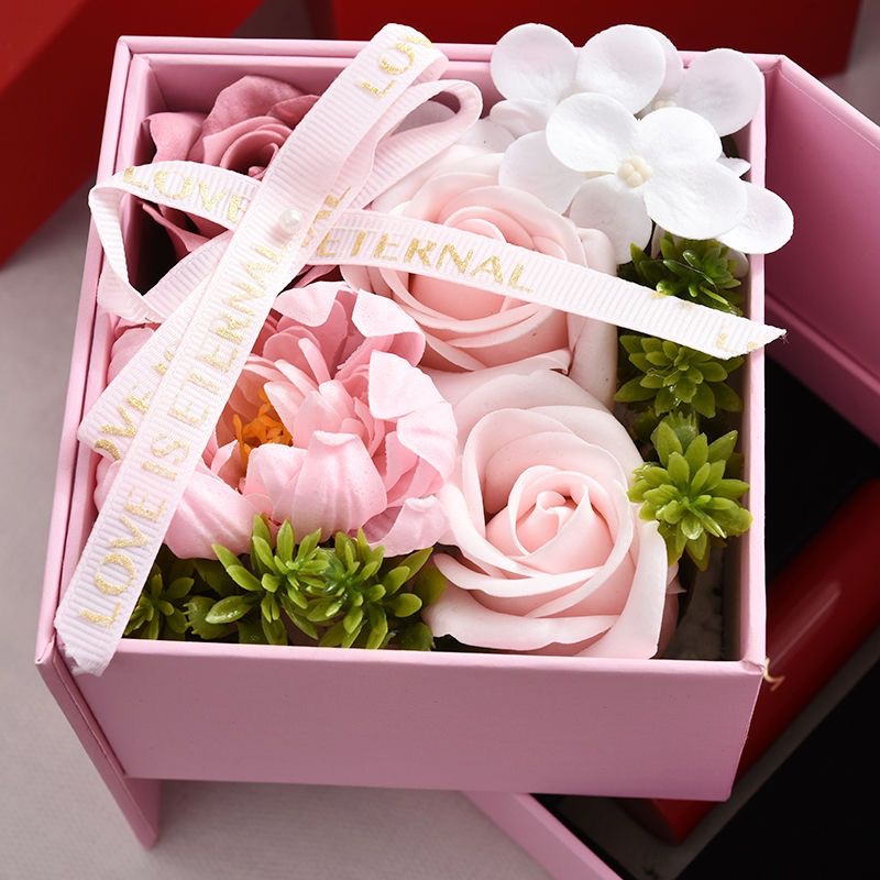 Rotatable Double-Layer Soap Rose Jewelry Gift Box