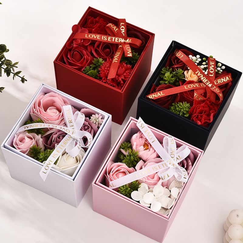 Rotatable Double-Layer Soap Rose Jewelry Gift Box
