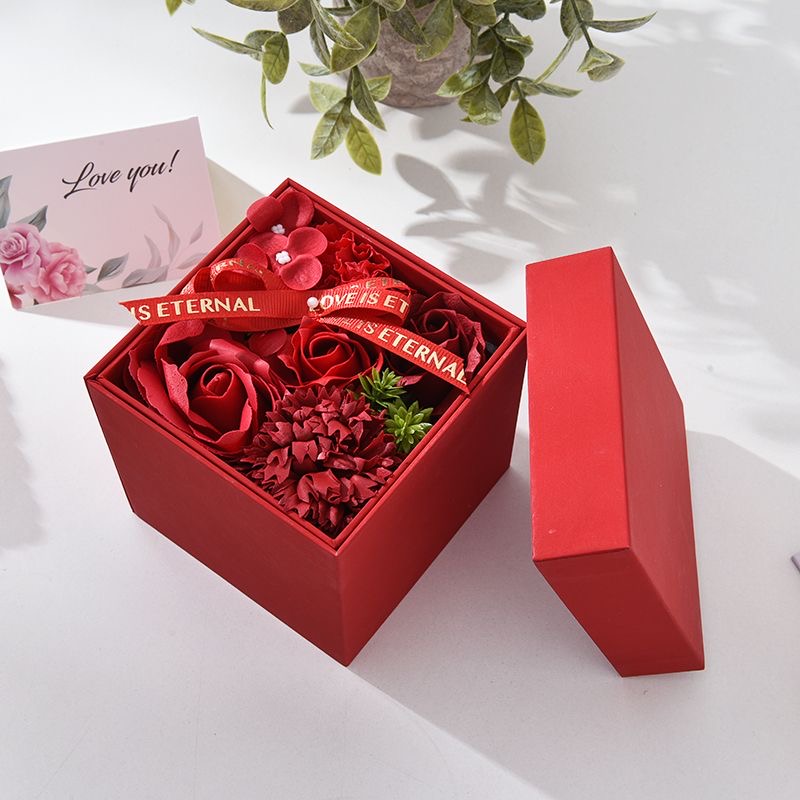 Rotatable Double-Layer Soap Rose Jewelry Gift Box