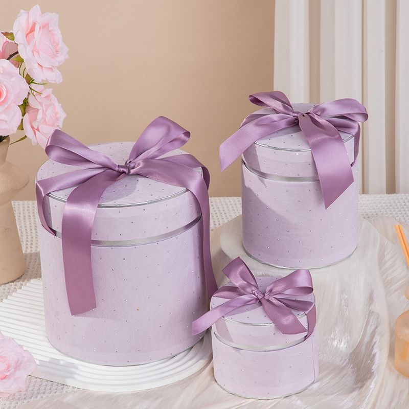 Lavender Glitter Jewelry Gift Box with Satin Ribbon Bow
