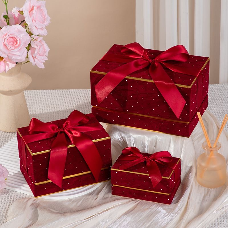 Lavender Glitter Jewelry Gift Box with Satin Ribbon Bow