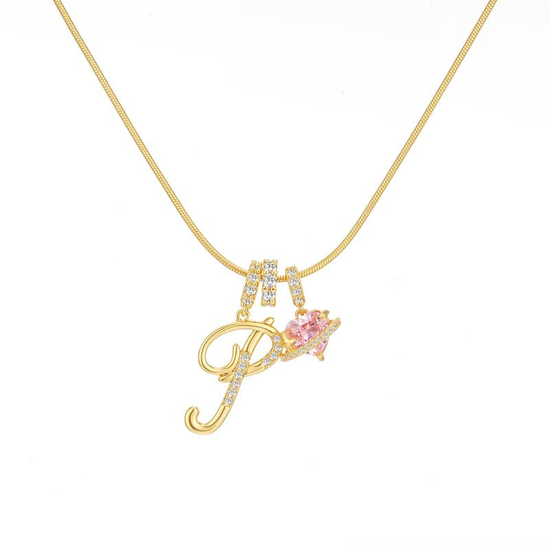[Copy]Dainty Heart Initial Letter DIY Necklace Series, 22K Gold Plated Stainless Steel Chain with Zircon Pendant