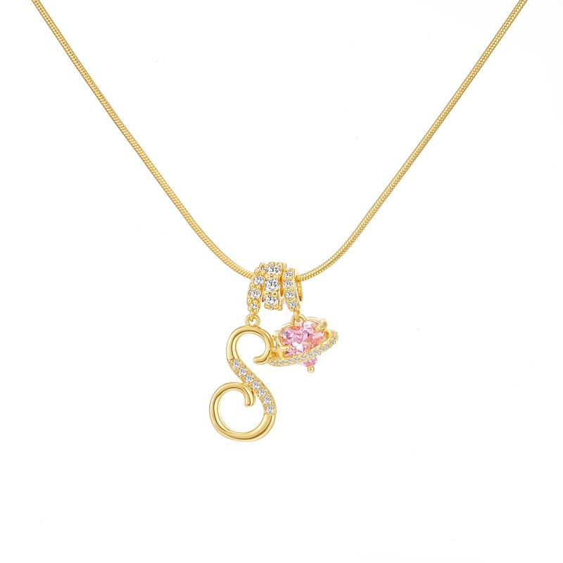 [Copy]Dainty Heart Initial Letter DIY Necklace Series, 22K Gold Plated Stainless Steel Chain with Zircon Pendant
