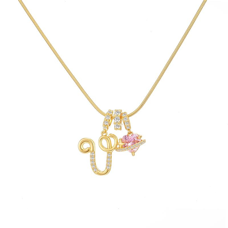 [Copy]Dainty Heart Initial Letter DIY Necklace Series, 22K Gold Plated Stainless Steel Chain with Zircon Pendant