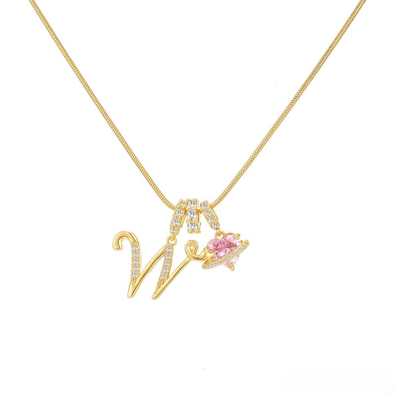 [Copy]Dainty Heart Initial Letter DIY Necklace Series, 22K Gold Plated Stainless Steel Chain with Zircon Pendant