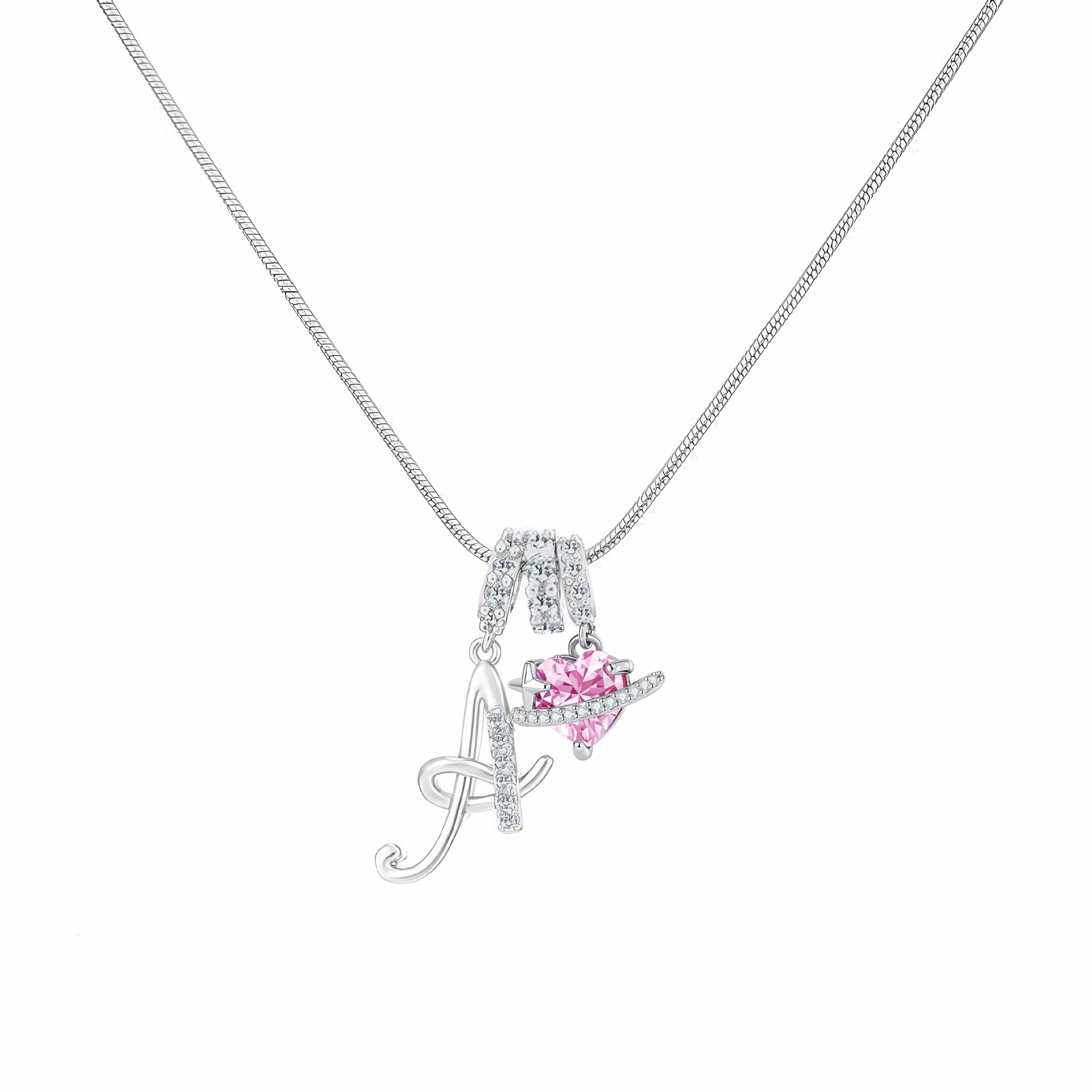 [Copy]Dainty Heart Initial Letter DIY Necklace Series, 22K Gold Plated Stainless Steel Chain with Zircon Pendant