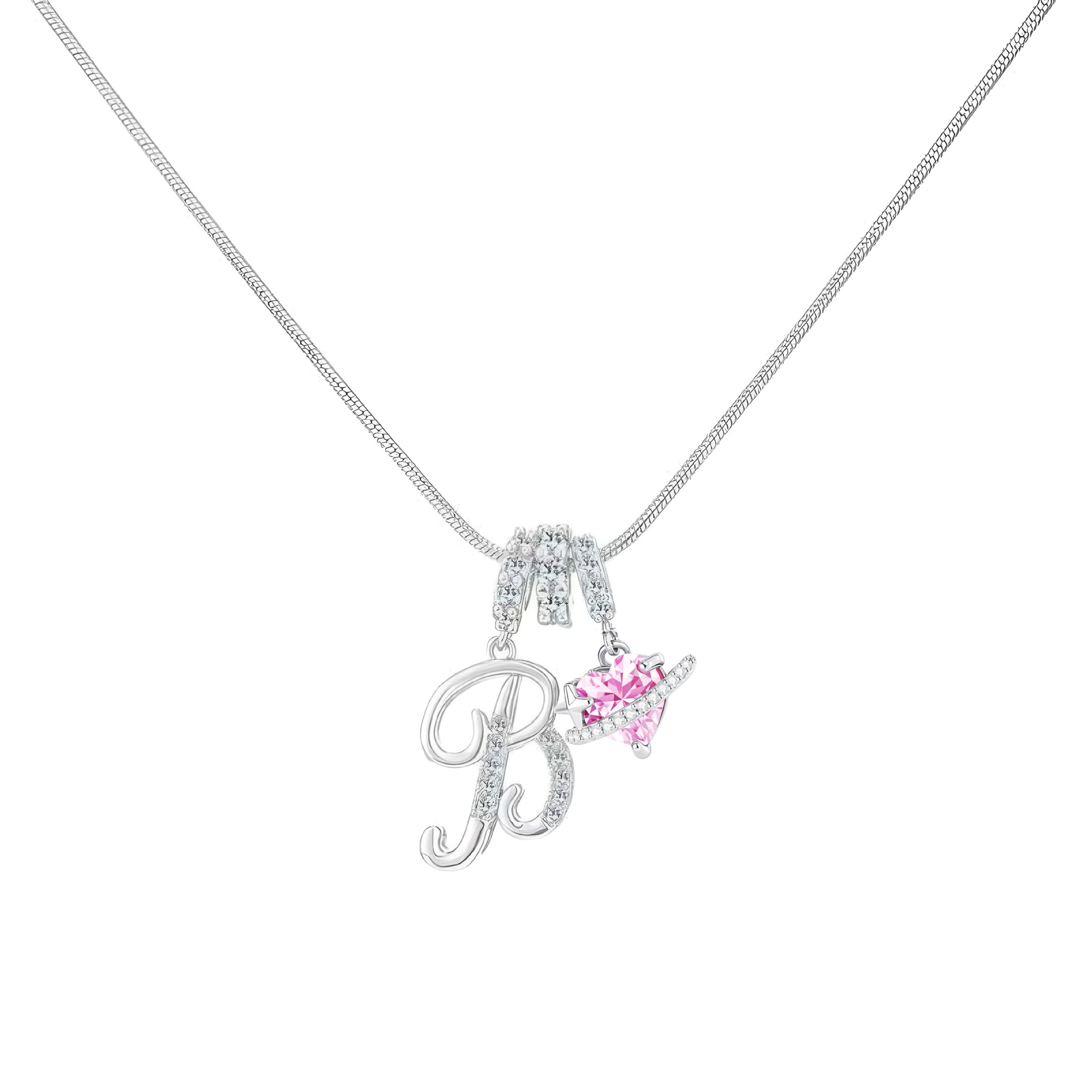 [Copy]Dainty Heart Initial Letter DIY Necklace Series, 22K Gold Plated Stainless Steel Chain with Zircon Pendant