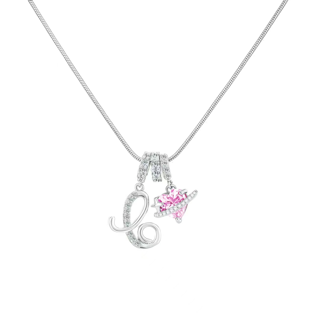 [Copy]Dainty Heart Initial Letter DIY Necklace Series, 22K Gold Plated Stainless Steel Chain with Zircon Pendant