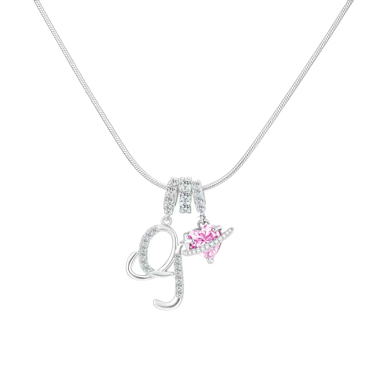 [Copy]Dainty Heart Initial Letter DIY Necklace Series, 22K Gold Plated Stainless Steel Chain with Zircon Pendant