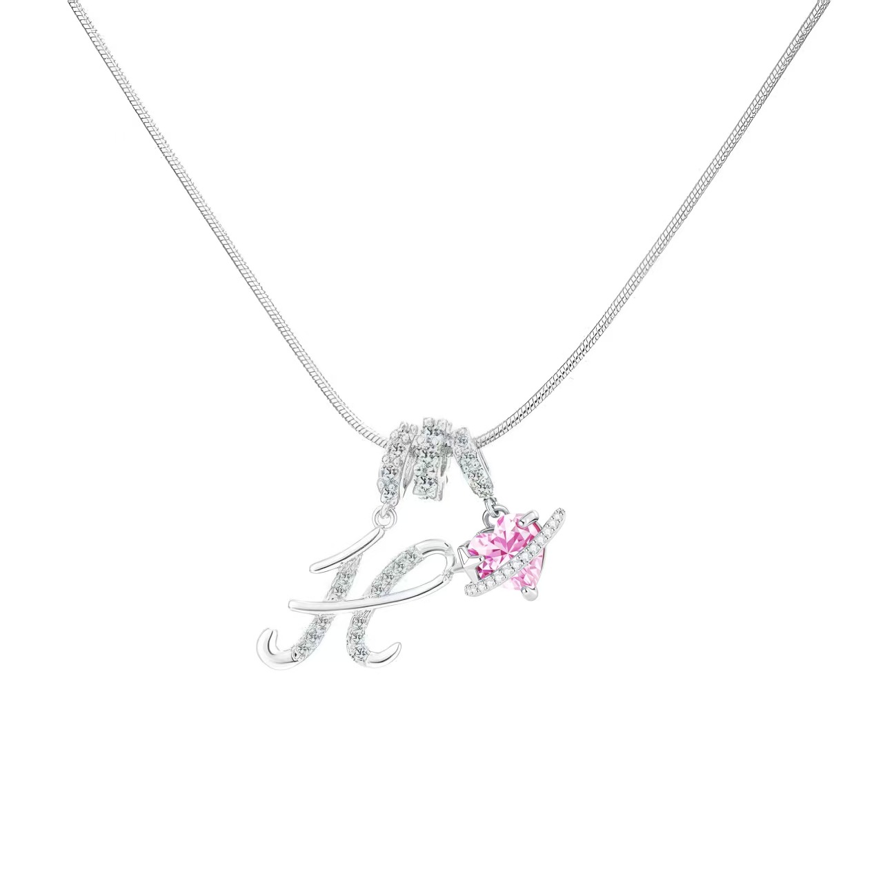 [Copy]Dainty Heart Initial Letter DIY Necklace Series, 22K Gold Plated Stainless Steel Chain with Zircon Pendant