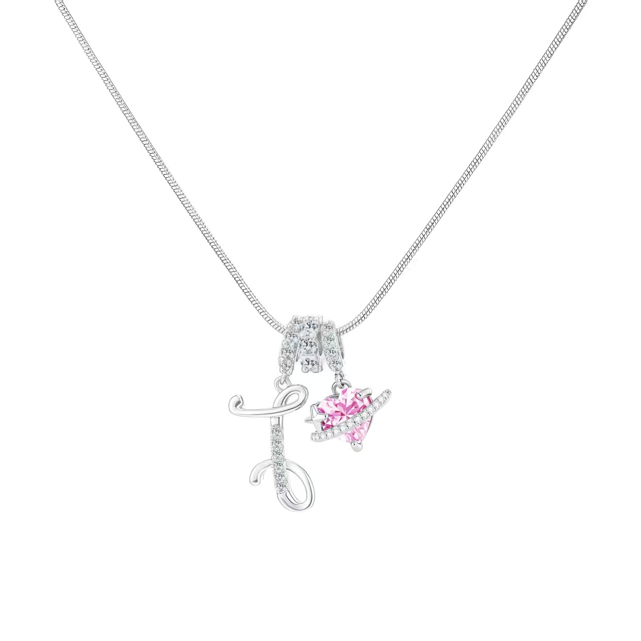 [Copy]Dainty Heart Initial Letter DIY Necklace Series, 22K Gold Plated Stainless Steel Chain with Zircon Pendant