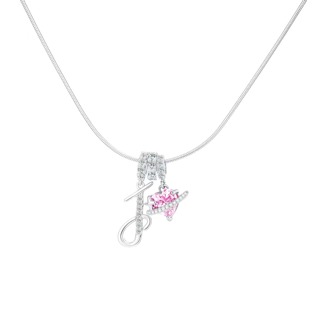 [Copy]Dainty Heart Initial Letter DIY Necklace Series, 22K Gold Plated Stainless Steel Chain with Zircon Pendant