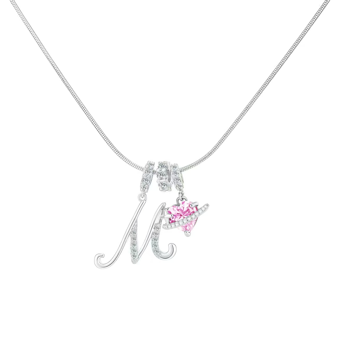 [Copy]Dainty Heart Initial Letter DIY Necklace Series, 22K Gold Plated Stainless Steel Chain with Zircon Pendant