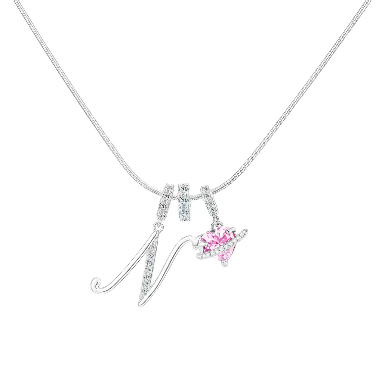 [Copy]Dainty Heart Initial Letter DIY Necklace Series, 22K Gold Plated Stainless Steel Chain with Zircon Pendant