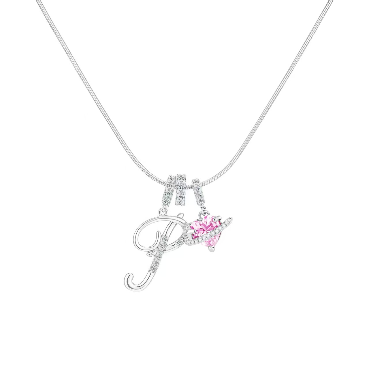 [Copy]Dainty Heart Initial Letter DIY Necklace Series, 22K Gold Plated Stainless Steel Chain with Zircon Pendant